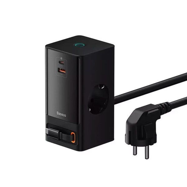 Сетевое зарядное устройство Baseus PowerCombo Digital PowerStrip 2AC+1U+1C+Retractable-C 65W with 1.5m Power 656-03187 фото
