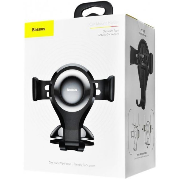 Гравітаційний автомобільний тримач Baseus Osculum Type Gravity Car Mount Чорний 201-00050 фото