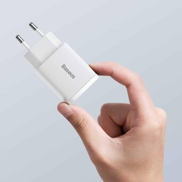 Мережевий зарядний пристрій Baseus Compact Quick Charger U+C 20W EU White 656-01293 фото