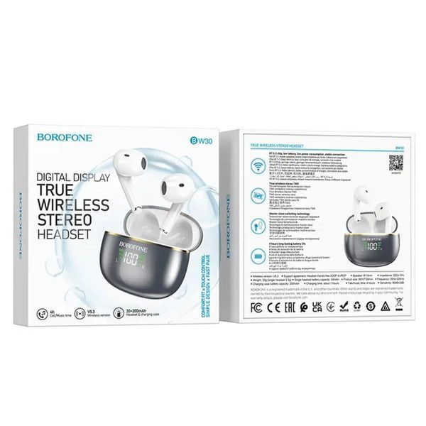 Беспроводные наушники BOROFONE BW30 Cheerful true wireless BT headset Bright Metal Gray 656-02068 фото