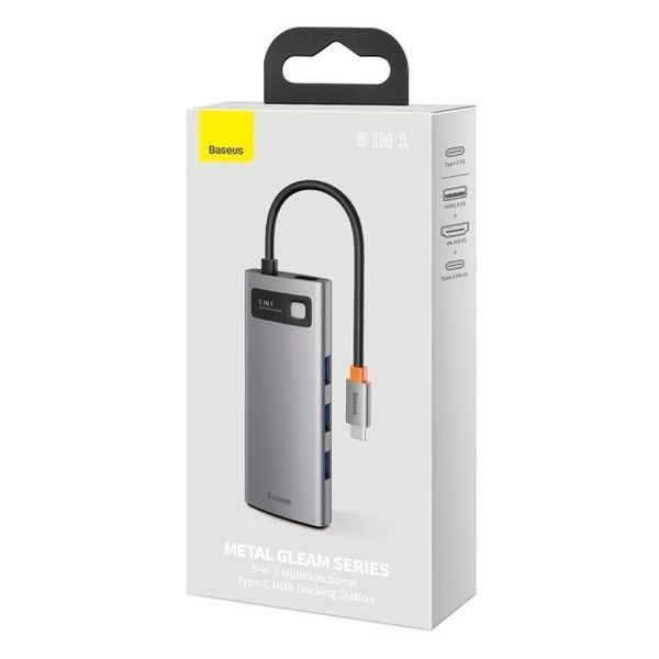 USB-хаб Baseus Metal Gleam Series 5-in-1 Multifunctional （Type-C to HDMI*1+USB3.0*3+PD*1) CAHUB-CX0G фото