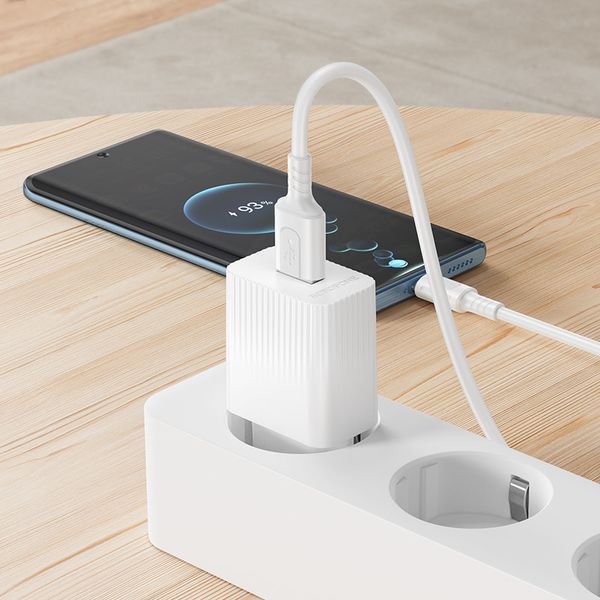 Мережевий зарядний пристрій з кабелем BOROFONE BAS71A Source single-port charger set(Type-C) White 6941991122620 фото