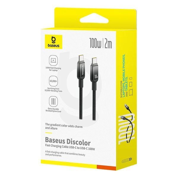 Кабель Baseus Discolor Series Fast Charging Cable USB-C to USB-C 100W 1m Cluster Black P10374902111-00 фото