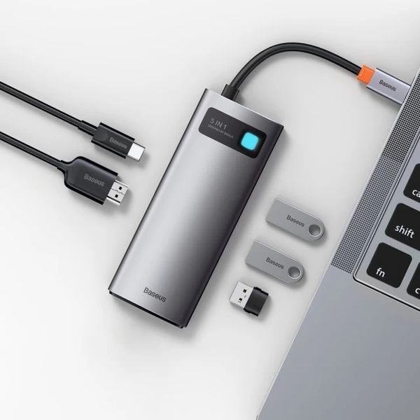 USB-хаб Baseus Metal Gleam Series 5-in-1 Multifunctional （Type-C to HDMI*1+USB3.0*3+PD*1) CAHUB-CX0G фото