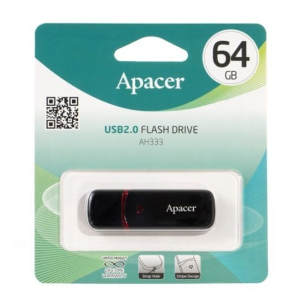 Флеш-накопичувач Apacer USB 2.0 AH333 64Gb Black AP64GAH333B-1 фото