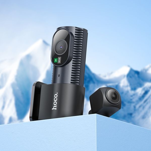 Відеореєстратор HOCO DV8 2K display hidden driving recorder(with rear camera) Black 6942007623384 фото