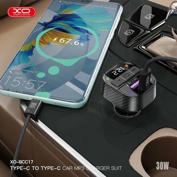 FM-трансмиттер XO BCC17 Smart Bluetooth+MP3 A+C Dual Port черный XO-BCC17 фото