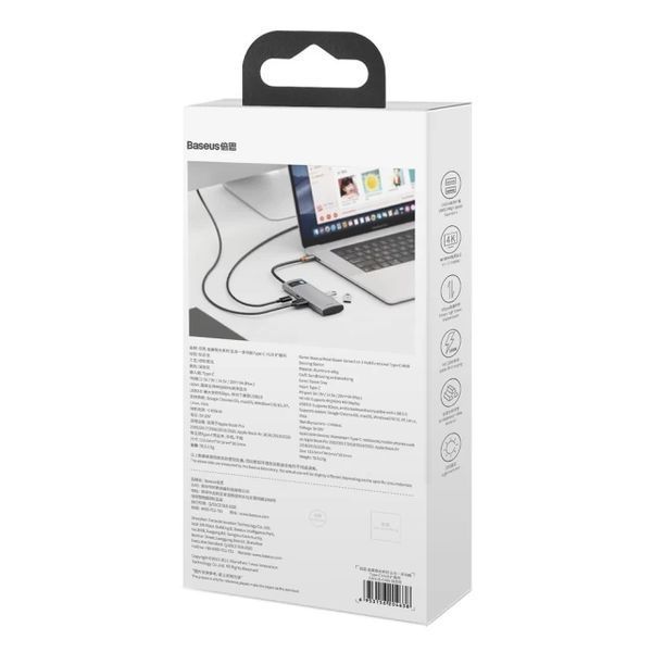 USB-хаб Baseus Metal Gleam Series 5-in-1 Multifunctional （Type-C to HDMI*1+USB3.0*3+PD*1) CAHUB-CX0G фото