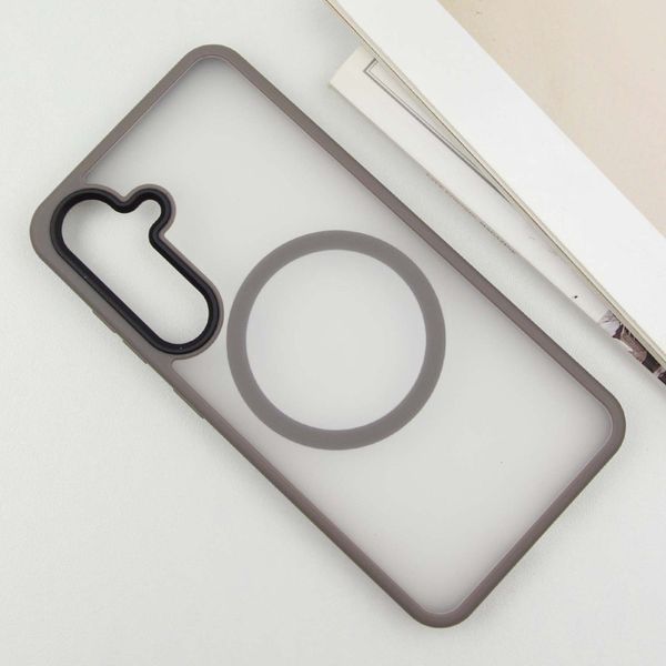 TPU+PC чохол Metal Buttons with MagSafe Colorful для Samsung Galaxy S25 Grey 555-03005 фото