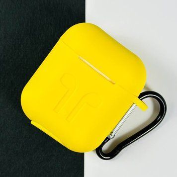 Силіконовий чохол з карабіном для навушників AirPods Pro 2 Yellow 203-00507 фото