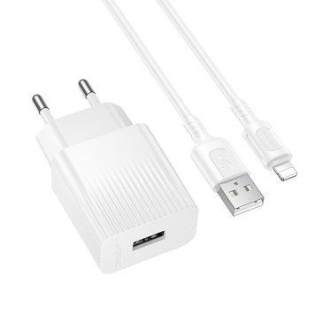 Мережевий зарядний пристрій з кабелем BOROFONE BAS71A Source single-port charger set(iP) White 6941991122583 фото