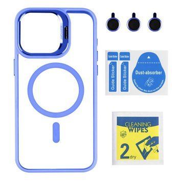 Чохол TPU+PC+Metal Stand Case with MagSafe and Camera Lenses для iPhone 15 Pro Max Blue 214-03712 фото