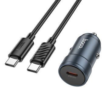 Автомобильное зарядное устройство HOCO Z57 Glorious single-port PD30W car charger set (C to C) Metal Gray 6942007633086 фото