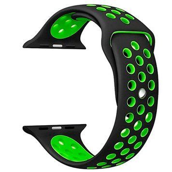 Силиконовый ремешок с перфорацией для Apple Watch 42/44/45/49 mm Черно-зеленый 212-00170 фото