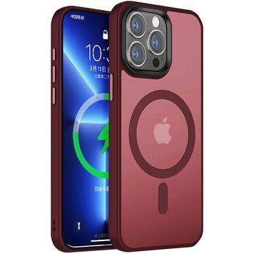 Чехол TPU+PC Metal Buttons with MagSafe Colorful для Apple iPhone 15 Pro (6.1") Wine Red 555-03056 фото
