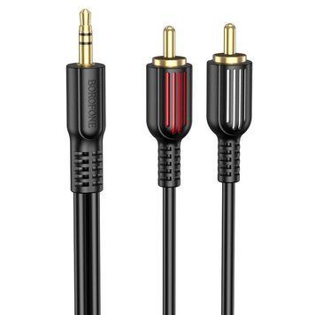 Аудіокабель BOROFONE BL11 3.5mm male to double lotus RCA, PVC, 1,5m, Black 6974443382204 фото
