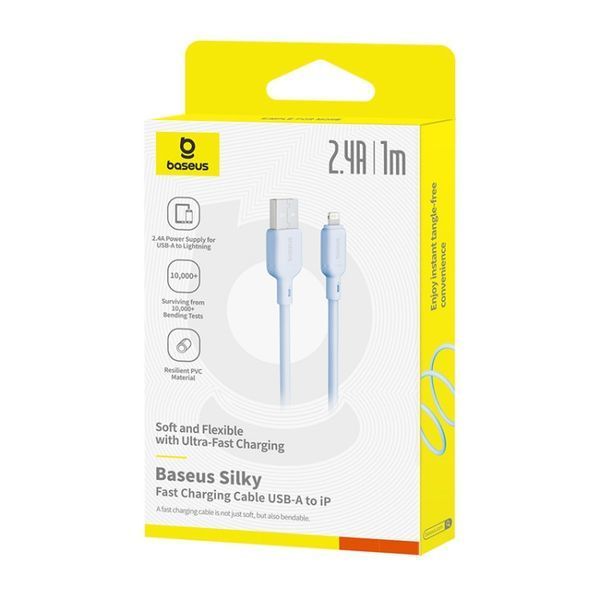 Кабель Baseus Silky Series Fast Charging Cable USB to iP 2.4A 1m Galaxy Blue P10377702313-00 фото
