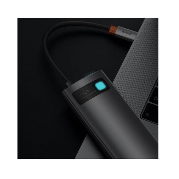 USB-хаб Baseus Metal Gleam Series 7-in-1 Multifunctional Type-C HUB Docking Station Gray（Type-C to WKWG020113 фото