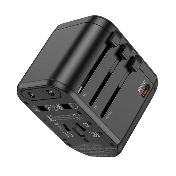 Универсальное зарядное устройство HOCO AC15 Walker three-port PD20W(1C2A) universal conversion charger Black 656-03188 фото