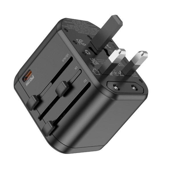 Универсальное зарядное устройство HOCO AC15 Walker three-port PD20W(1C2A) universal conversion charger Black 656-03188 фото