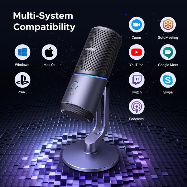 Настольный микрофон UGREEN CM769 Desktop RGB 24-bit 96kHz ANS (USB-A) Dark Gray UGR-35629 фото