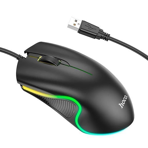 Манипулятор мышь HOCO GM19 Enjoy gaming luminous wired mouse Black 6931474784131 фото