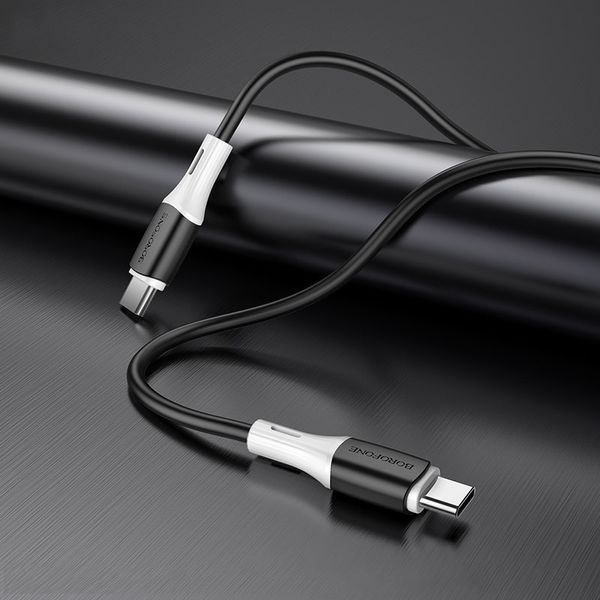 Кабель BOROFONE BX79 Type-C to Type-C 3A,60W, 1m, silicone, silicone connectors, Black 6974443384802 фото