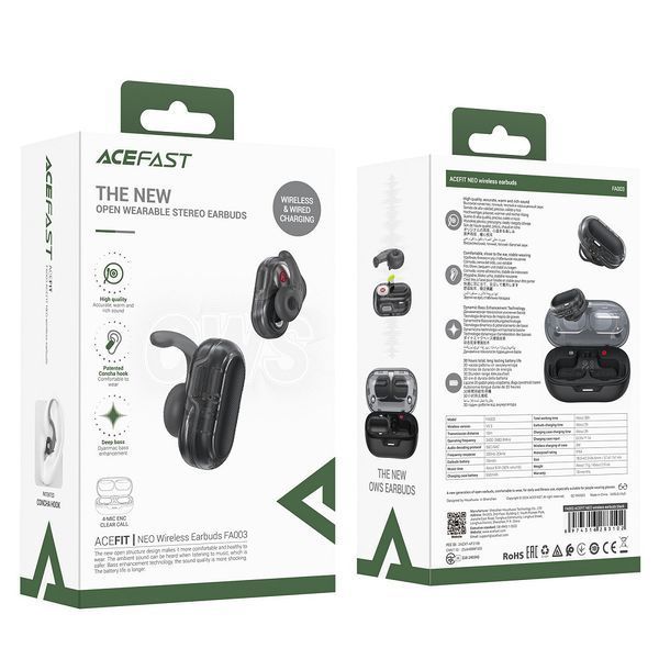 Бездротові навушники TWS ACEFAST FA003 ACEFIT NEO, ENC, IPX4, Black 6974316283102 фото