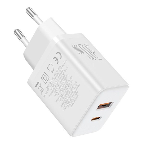 Мережевий зарядний пристрій Baseus Cube Fast Charger C+U 30W EU Moon White 656-01294 фото