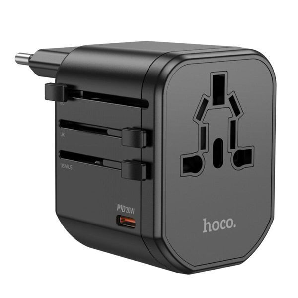 Универсальное зарядное устройство HOCO AC15 Walker three-port PD20W(1C2A) universal conversion charger Black 656-03188 фото