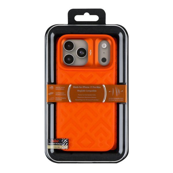 Чохол Kajsa Briquette Collection Rhombus with MagSafe для iPhone 17 Pro Max Orange Plus B-Ring 2020000509318 фото