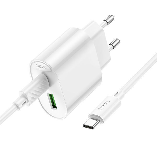Сетевое зарядное устройство с кабелем HOCO C109A(PD20W+QC3.0) Fighter PD20W+QC3.0 charger set(C to C) White 6942007656733 фото