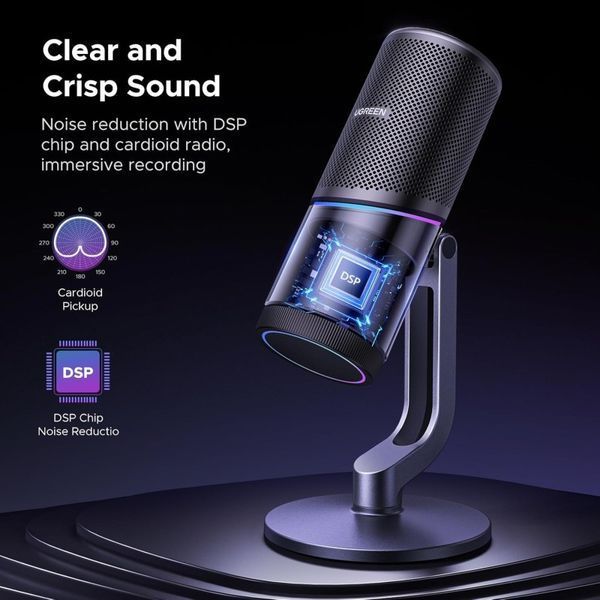 Настольный микрофон UGREEN CM769 Desktop RGB 24-bit 96kHz ANS (USB-A) Dark Gray UGR-35629 фото