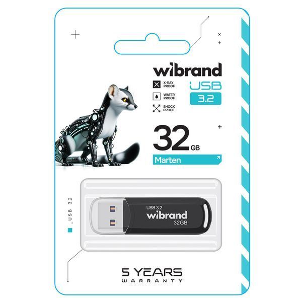 Флеш-накопичувач Wibrand USB 3.2 Gen1 Marten 32GB Black WI3.2/MA32P10B фото