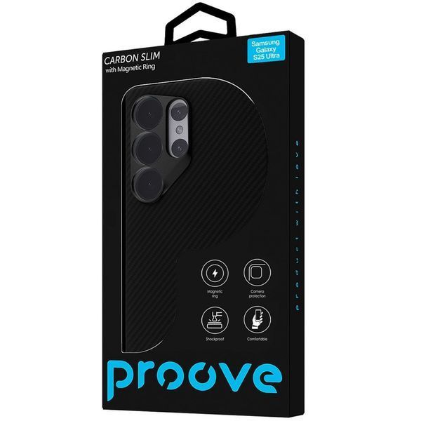 Чехол Proove Carbon Slim with Magnetic Ring Samsung Galaxy S25 Ultra Black 656-04248 фото