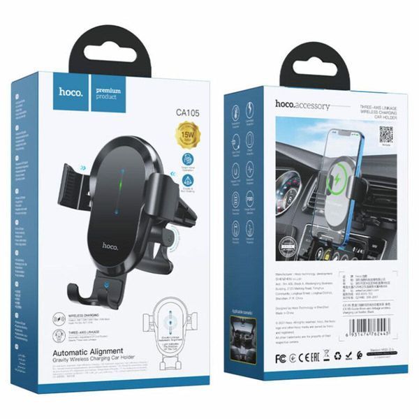Держатель для мобильного с БЗП HOCO CA105 Guide 3-axis linkage wireless 656-00534 фото