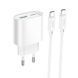 Сетевое зарядное устройство с кабелем HOCO C109A(PD20W+QC3.0) Fighter PD20W+QC3.0 charger set(C to C) White 6942007656733 фото 1
