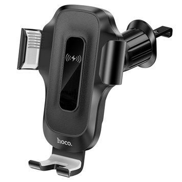 Тримач для мобiльного з БЗП HOCO HW2 Wise automatic induction wireless fast charging car holder(air outlet) 656-00537 фото