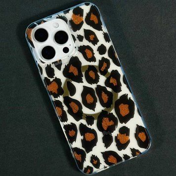 Чохол Transporent Case with Print Magnetic для iPhone X/Xs Leopard-brown 214-04522 фото