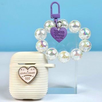 Силиконовый чехол Silicone case Lovely Heart для наушников AirPods 1/2 White 203-00458 фото