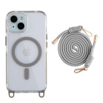 Чехол TPU+PC LanyardCase with MagSafe для iPhone 15 Titanium grey 214-03164 фото