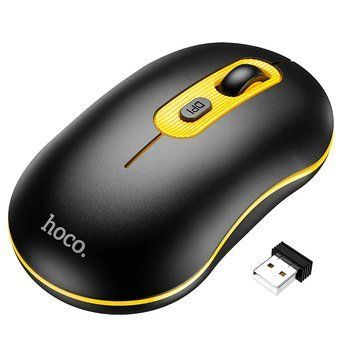 Манипулятор мышь HOCO GM21 Platinum 2.4G business wireless mouse Black Yellow 6931474790941 фото