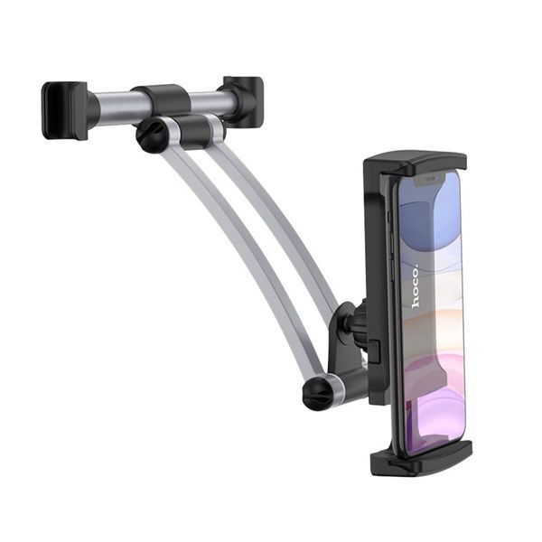 Держатель для мобильного HOCO CA62 Handsome aluminum rear pillow in-car holder Silver&Black 656-00483 фото