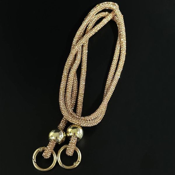 Ремінець блискучий зі стразами для телефона (115 см) Bronze 555-04439 фото