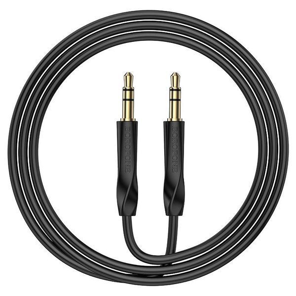 Аудіокабель BOROFONE BL16 3.5mm male to 3.5mm male, PVC, 1m, Black 6974443389166 фото
