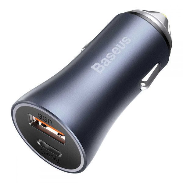 Автомобильное зарядное устройство Baseus Golden Contactor Pro Dual Quick Charger Car Charger U+C 40W Dark Gray CCJD-0G фото