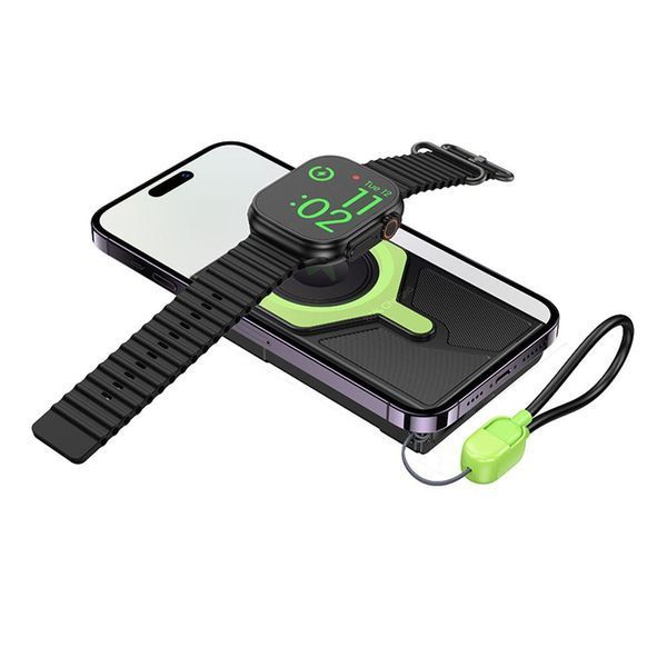 Power Bank Hoco DB83 22.5W+PD20W magnetic, with watch charging, cable 10000mAh Черный/Зеленый 656-03304 фото