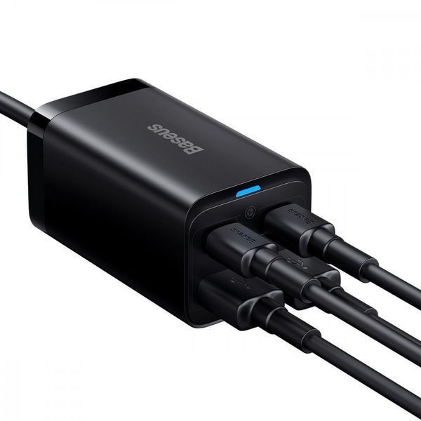 МЗП Baseus GaN3 Pro 65W (2 Type-C + 2 USB) + Кабель Type-C to Type-C 100W (1m) Black CCGP040101 фото