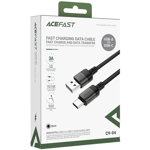 Дата кабель Acefast C9-04 USB to Type-C 3A (1.2m) Black ILSO-00000088096-1 фото