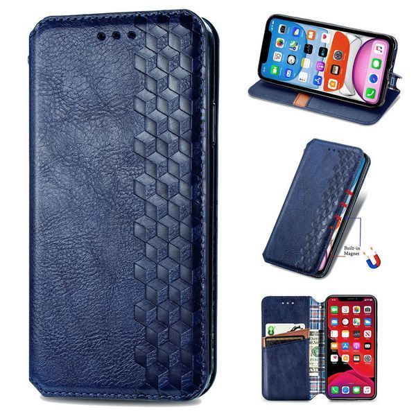 Кожаный чехол-книжка GETMAN Cubic для Samsung Galaxy A13 4G Синий 555-01912 фото